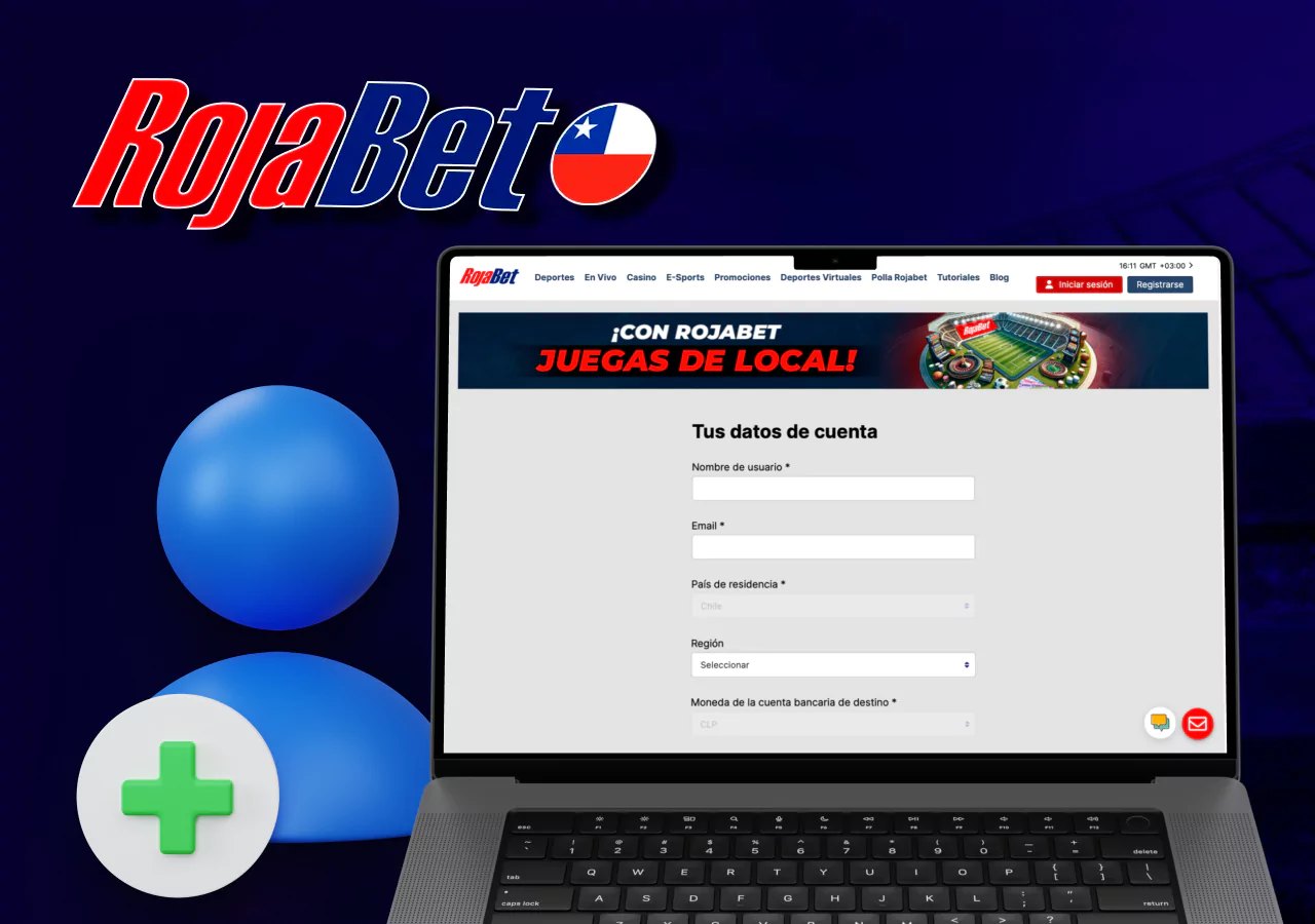 Registro para empezar a jugar en la plataforma Rojabet