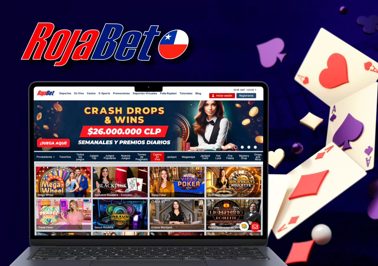 Juegos de casino en vivo en la plataforma de la casa de apuestas Rojabet